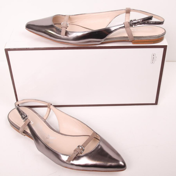 NEW Coach Wooster Mirror Metallic Slingback Sandal - Picture 1 of 5